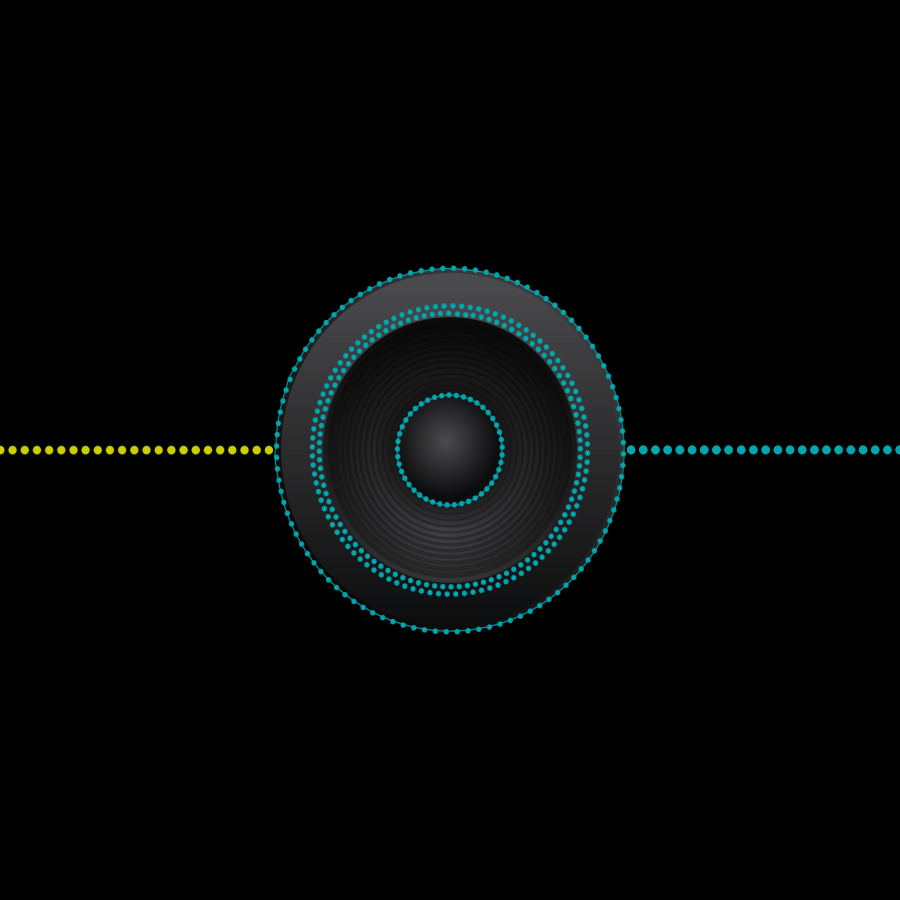 EBS Speaker, bright green and blue soundwaves