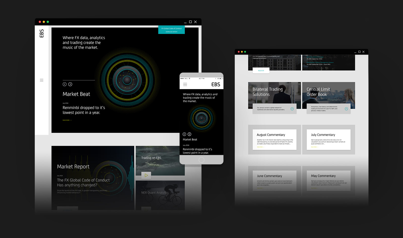 Website Mock ups across desktop, mobile and tablet